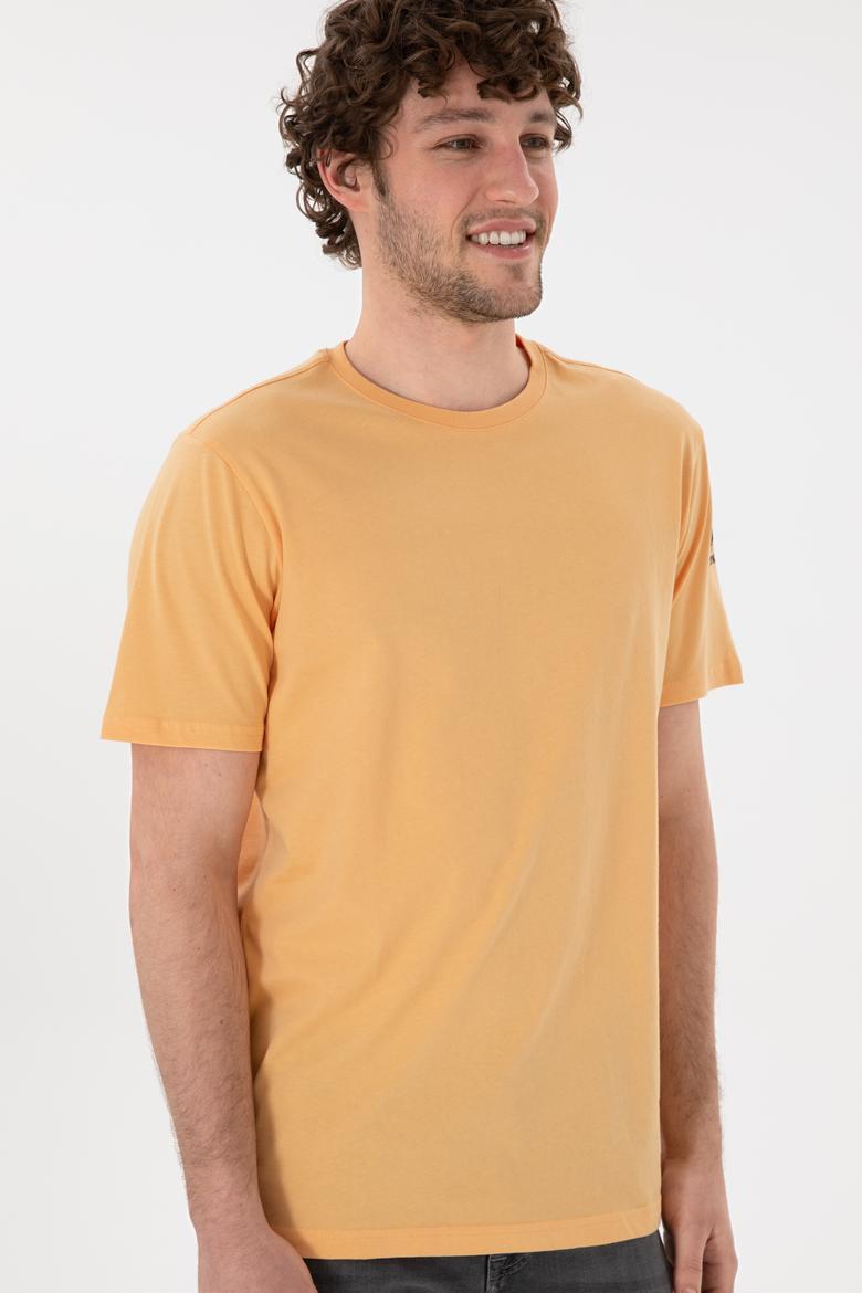 Erkek Regular Fit Bisiklet Yaka Turuncu Basic Tişört - 50305985093