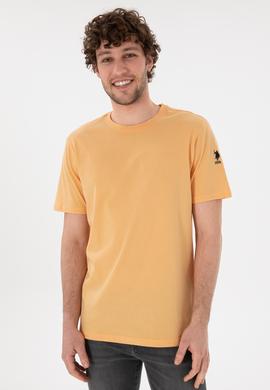 Erkek Regular Fit Bisiklet Yaka Turuncu Basic Tişört - 50305985093