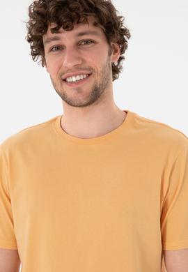 Erkek Regular Fit Bisiklet Yaka Turuncu Basic Tişört - 50305985093