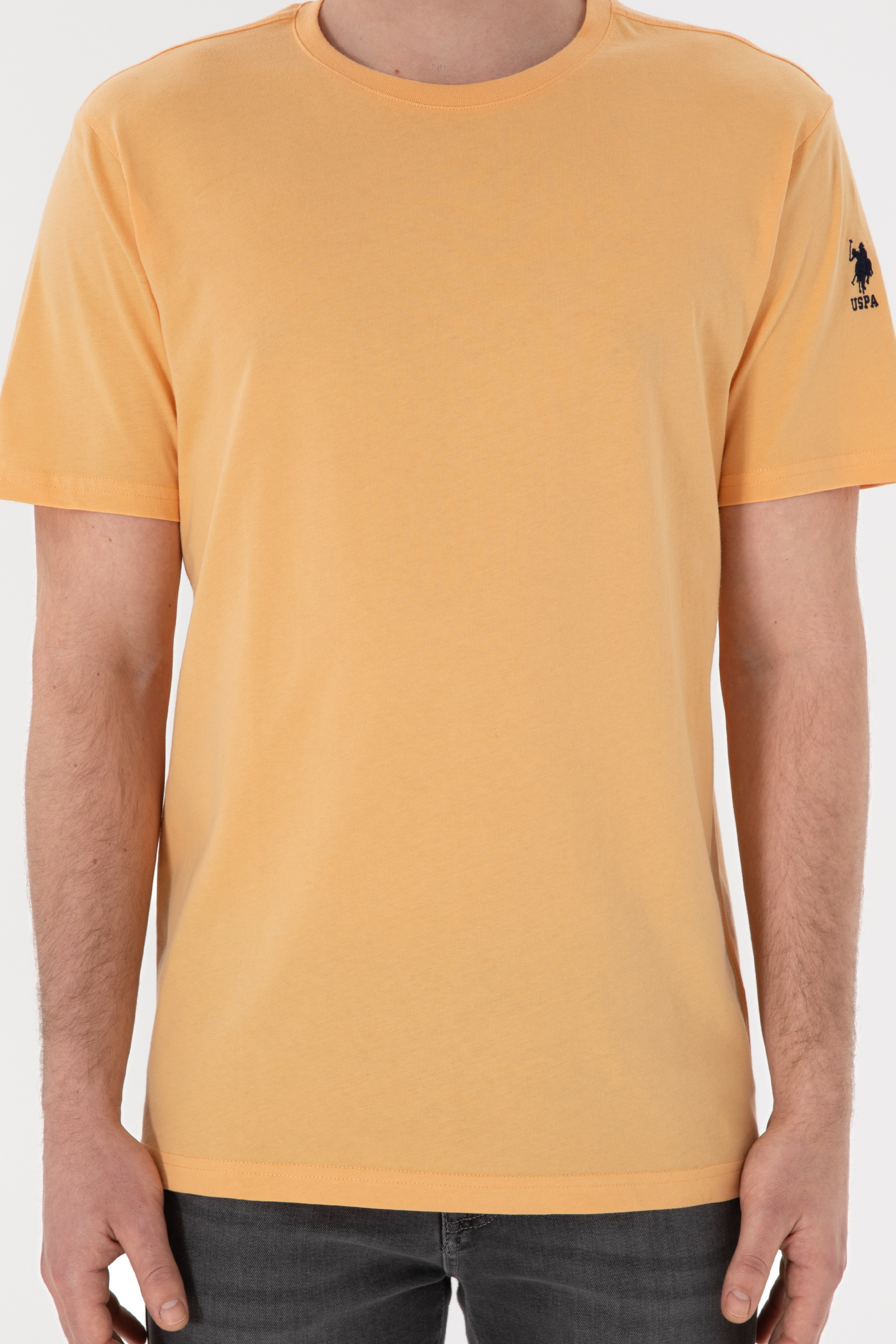 Erkek Regular Fit Bisiklet Yaka Turuncu Basic Tişört