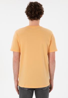 Erkek Regular Fit Bisiklet Yaka Turuncu Basic Tişört - 50305985093