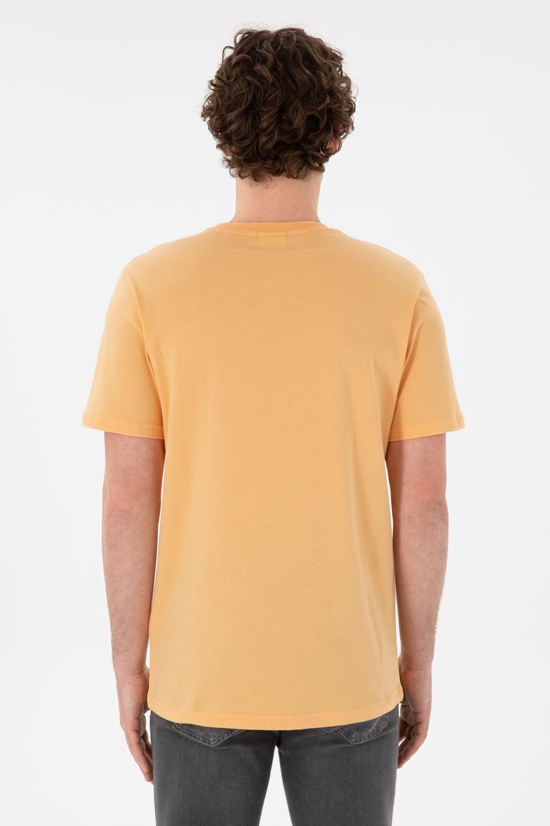 Erkek Regular Fit Bisiklet Yaka Turuncu Basic Tişört - 50305985093