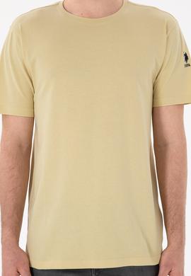 Erkek Regular Fit Bisiklet Yaka Açık Haki Basic Tişört - 50305985161