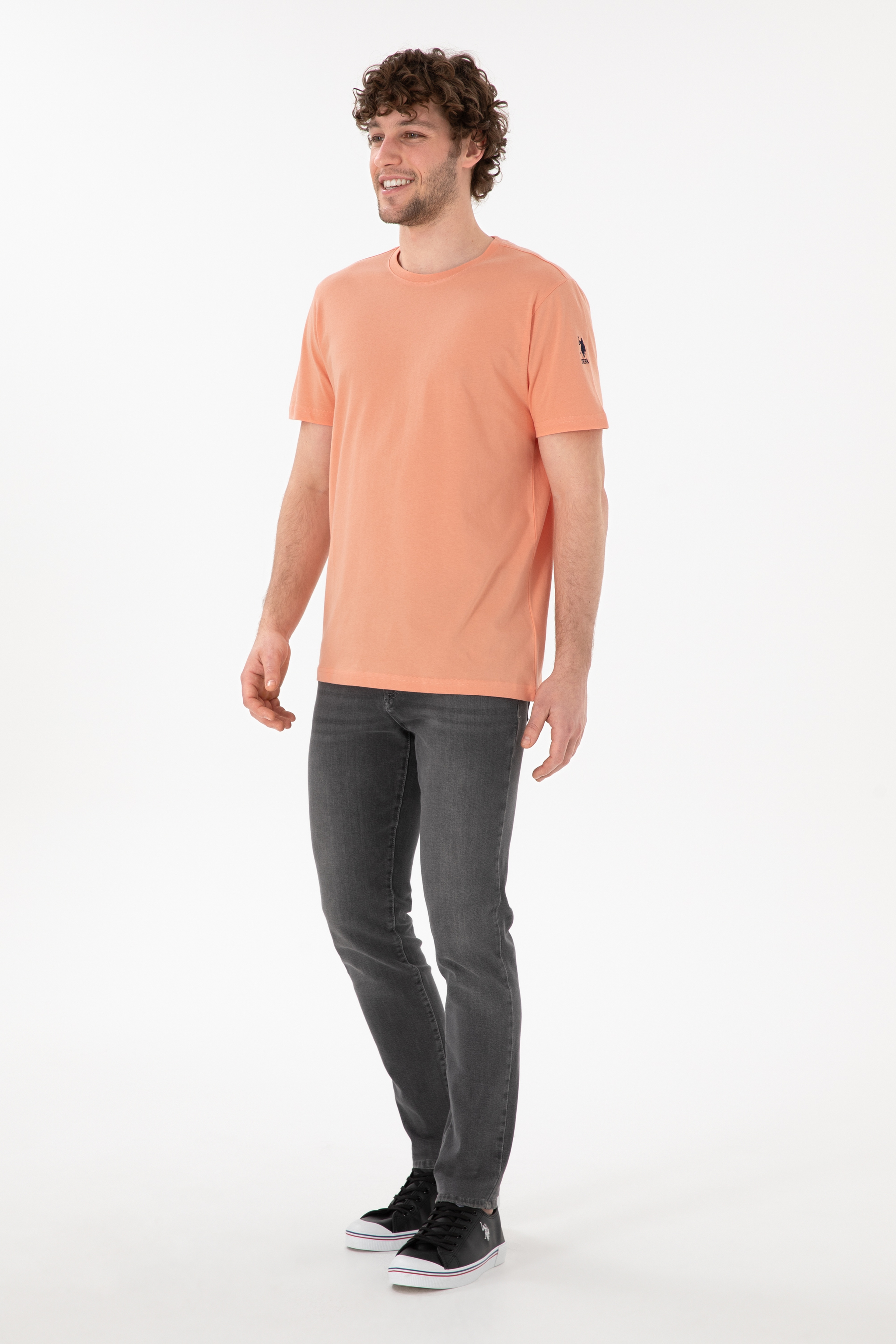Erkek Regular Fit Bisiklet Yaka Somon Basic Tişört - Image 5