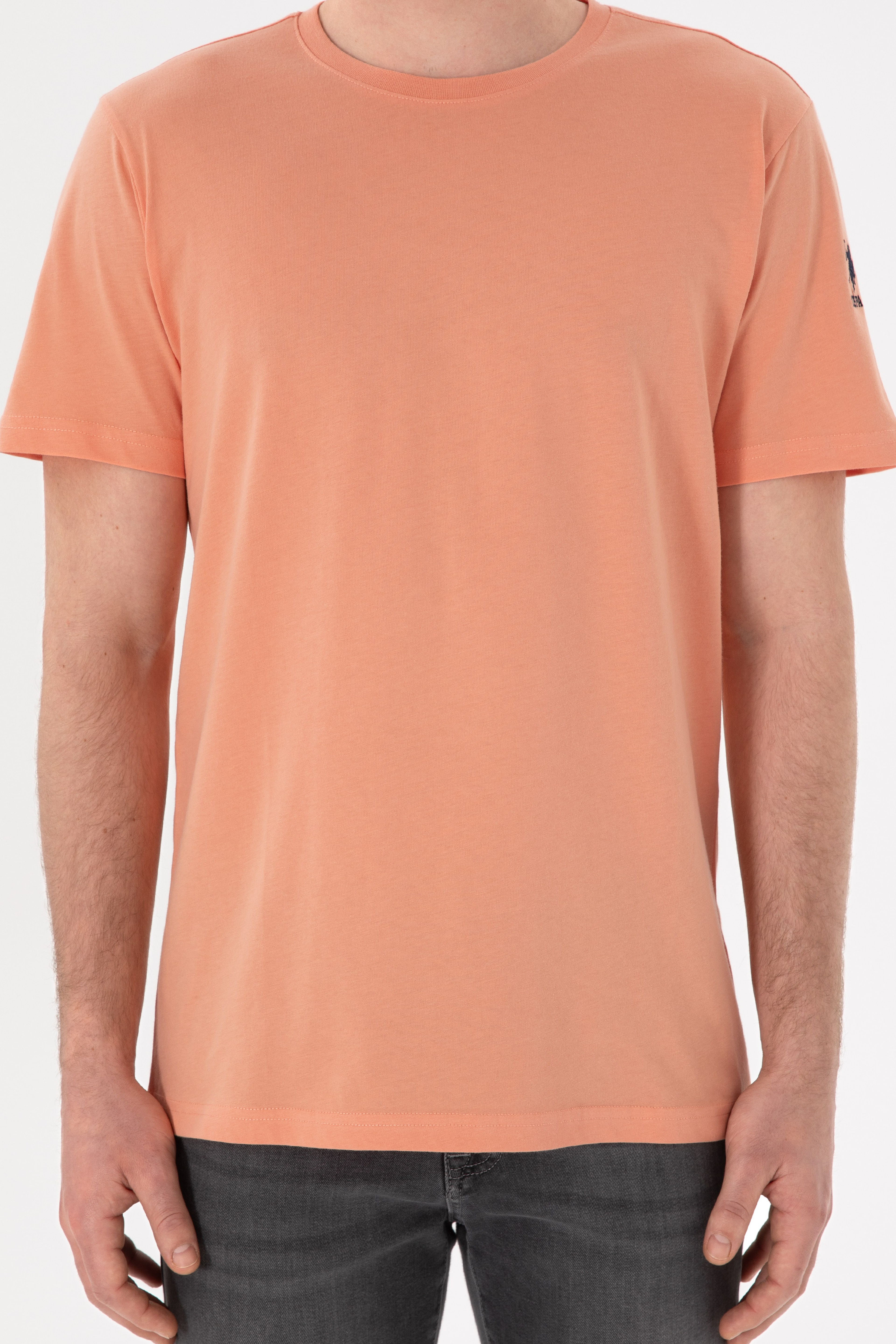 Erkek Regular Fit Bisiklet Yaka Somon Basic Tişört