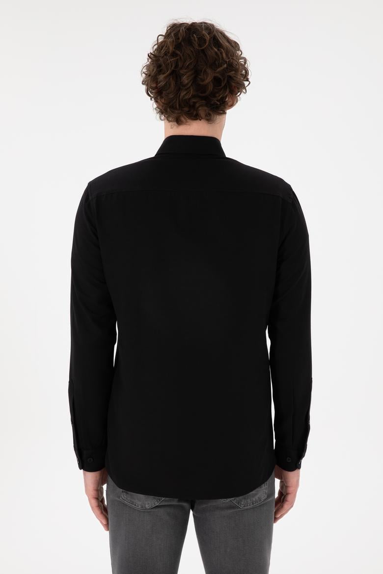 Erkek Siyah Uzun Kollu Basic Gömlek - 50306338021