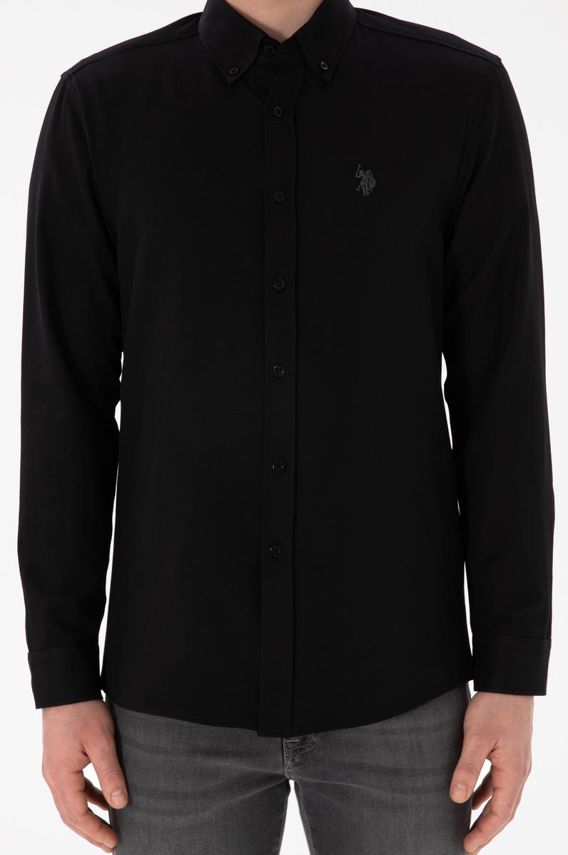 Erkek Siyah Uzun Kollu Basic Gömlek