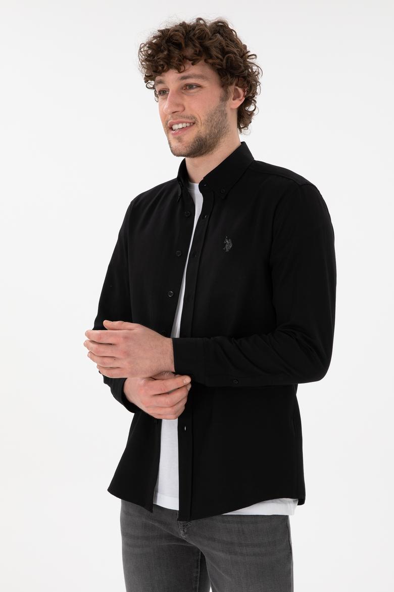 Erkek Siyah Uzun Kollu Basic Gömlek - 50306338021