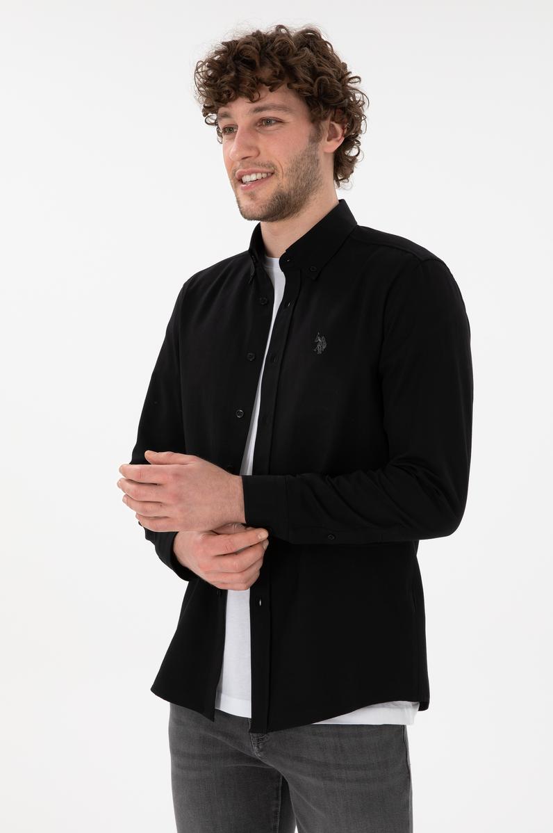 Erkek Siyah Uzun Kollu Basic Gömlek