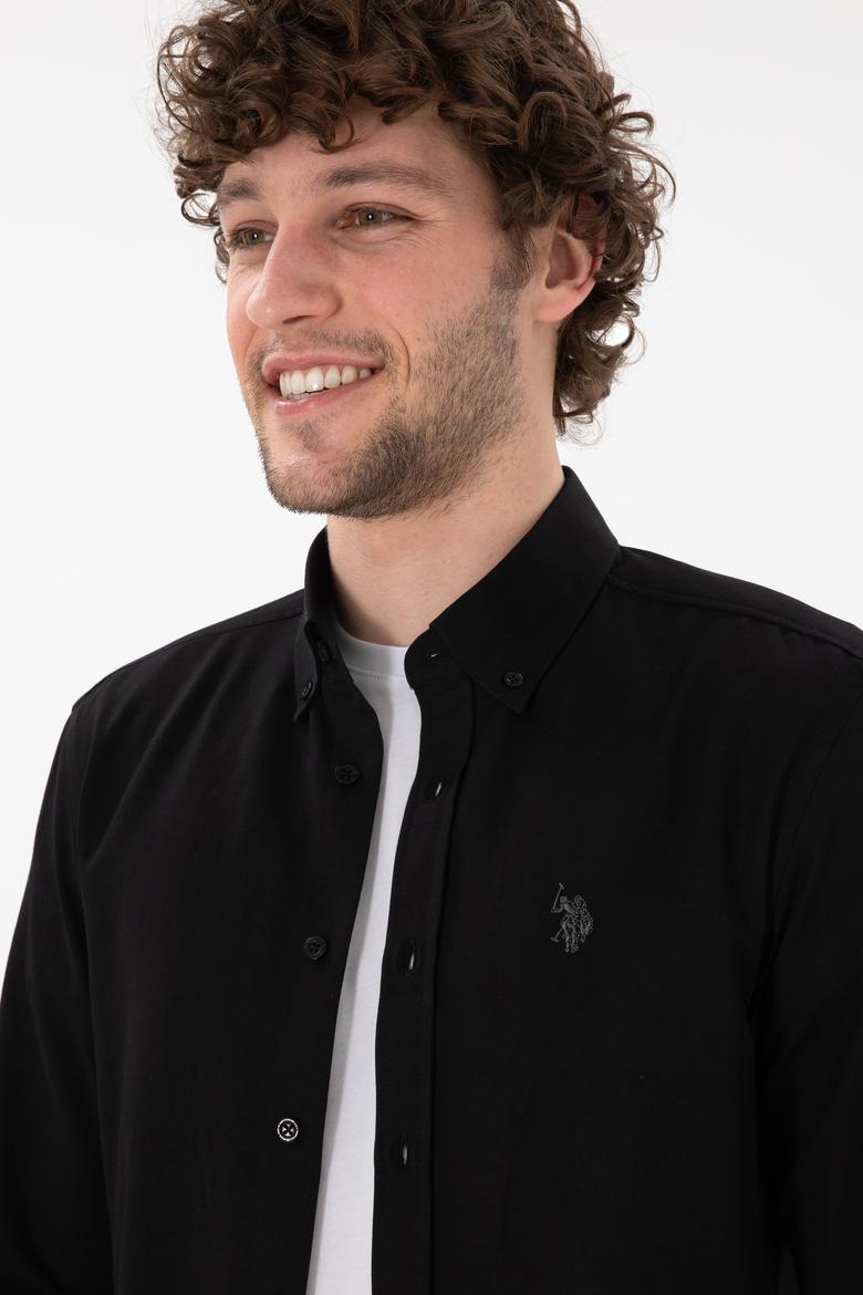 Erkek Siyah Uzun Kollu Basic Gömlek - 50306338021