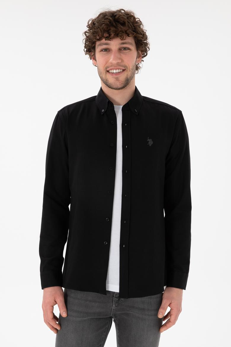 Erkek Siyah Uzun Kollu Basic Gömlek