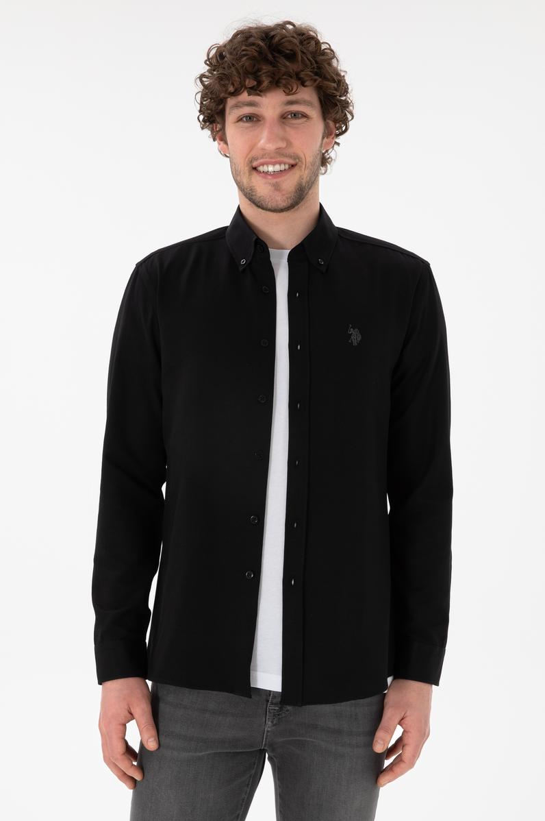 Erkek Siyah Uzun Kollu Basic Gömlek