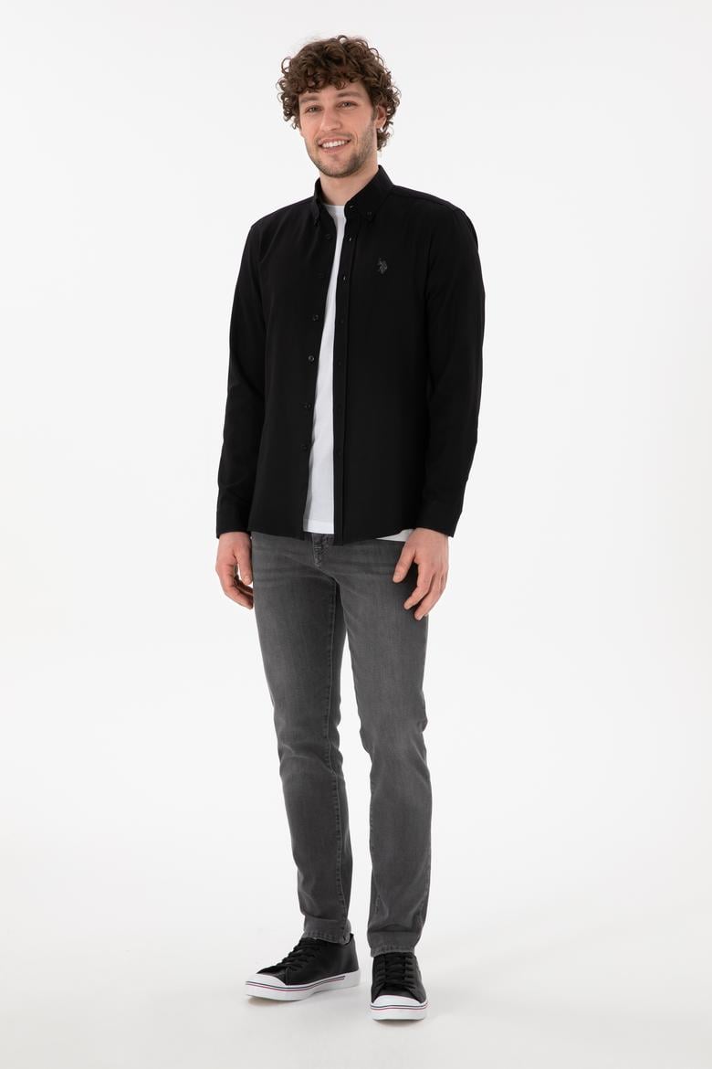 Erkek Siyah Uzun Kollu Basic Gömlek - 50306338021
