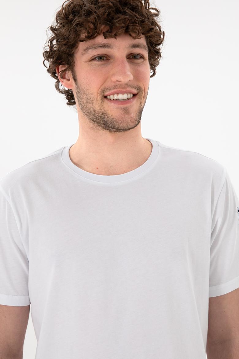 Erkek Regular Fit Bisiklet Yaka Beyaz Basic Tişört - 50305985006