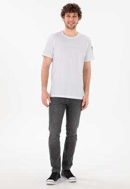 Erkek Regular Fit Bisiklet Yaka Beyaz Basic Tişört - 50305985006