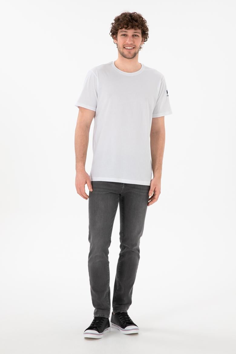 Erkek Regular Fit Bisiklet Yaka Beyaz Basic Tişört - 50305985006