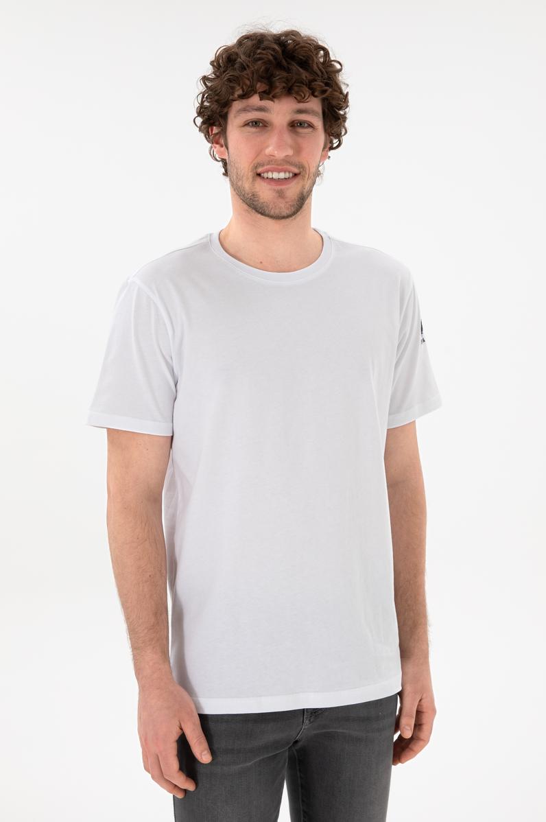 Erkek Regular Fit Bisiklet Yaka Beyaz Basic Tişört