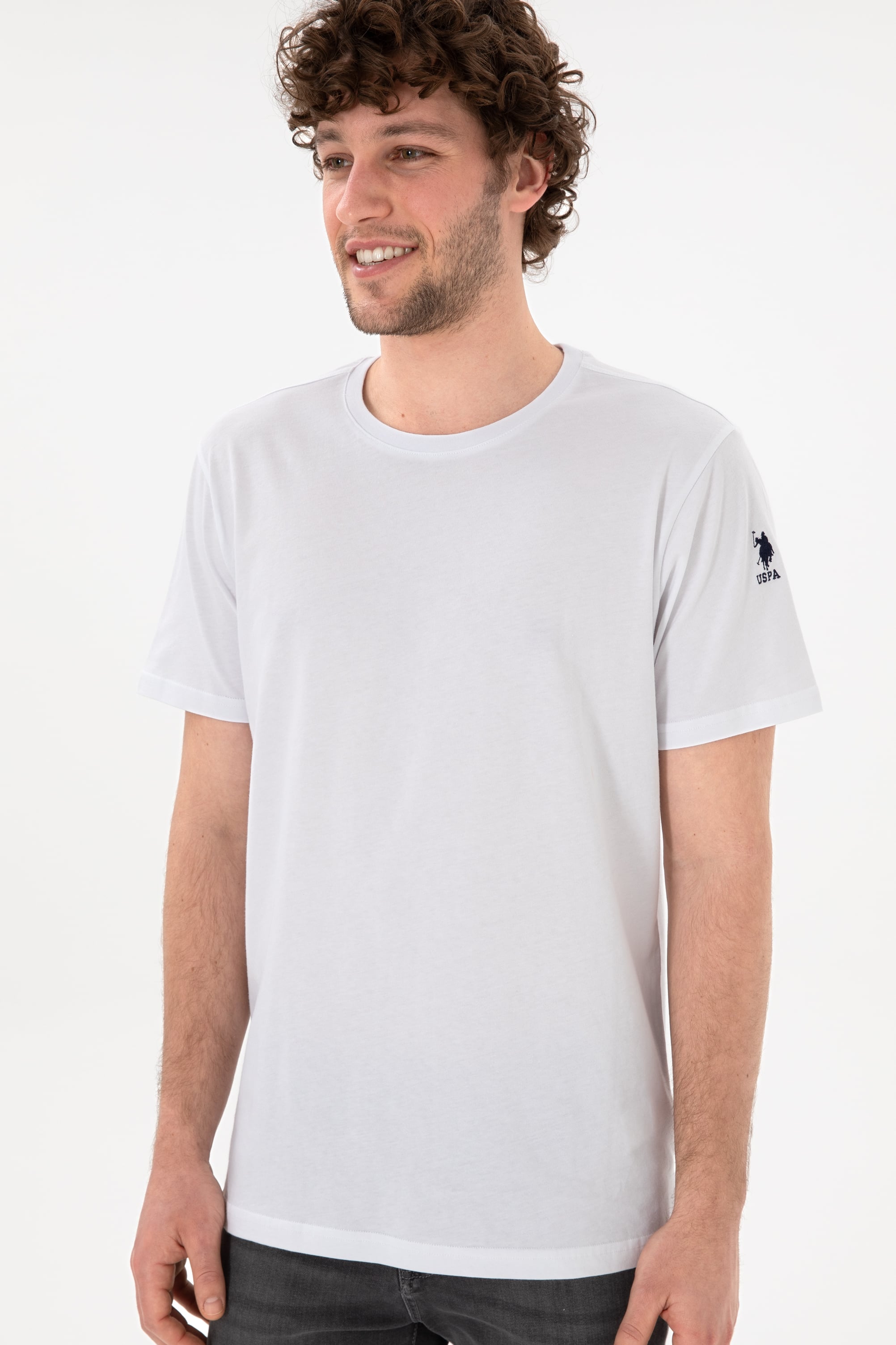 Erkek Regular Fit Bisiklet Yaka Beyaz Basic Tişört