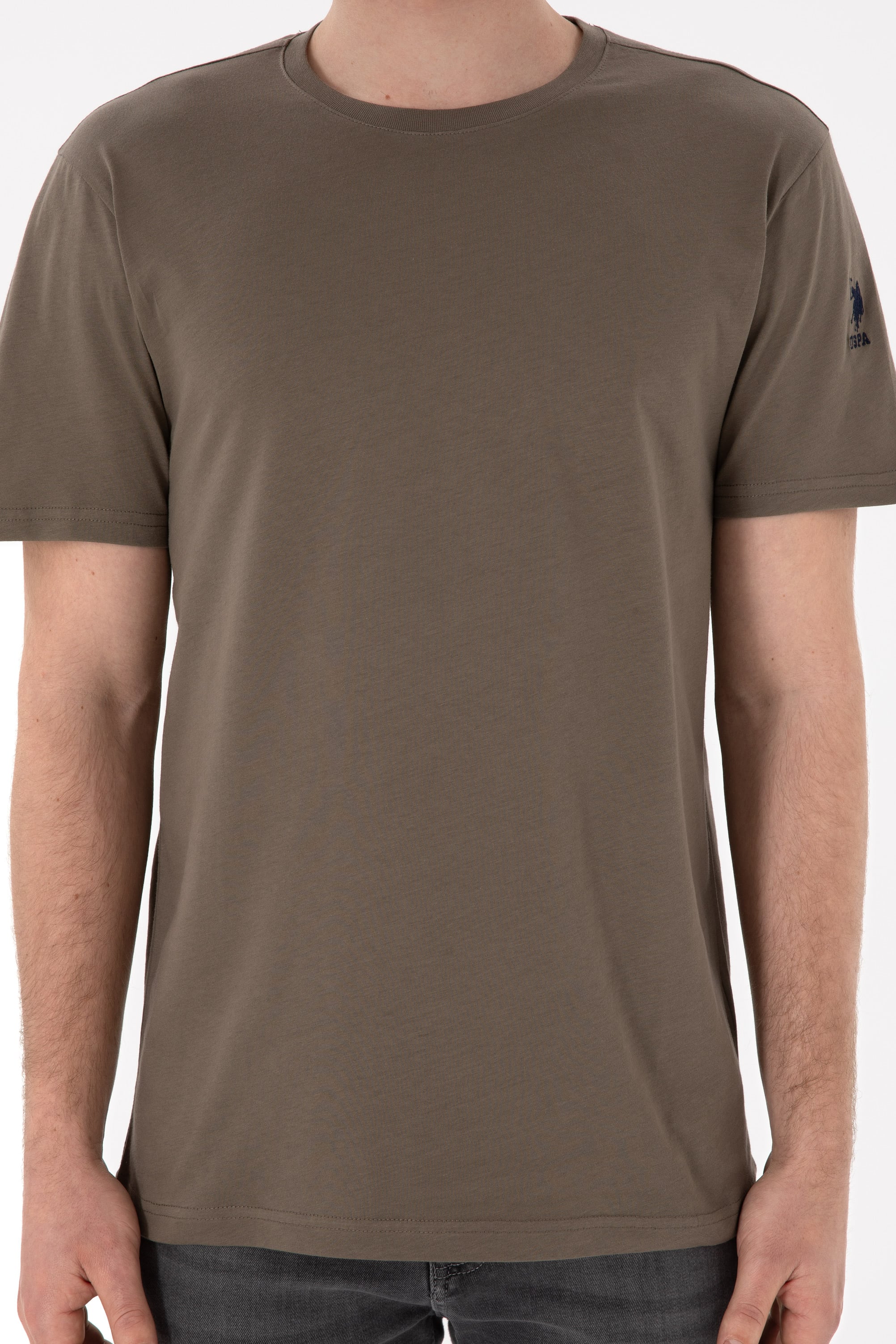 Erkek Regular Fit Bisiklet Yaka Vizon Basic Tişört - Image 7
