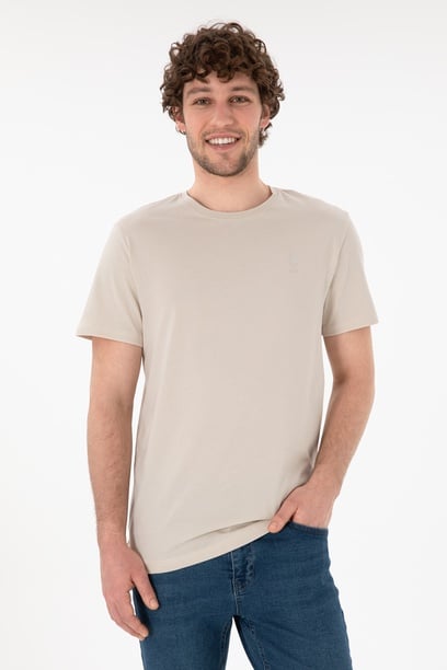 Erkek Regular Fit Bisiklet Yaka Taş Basic Tişört