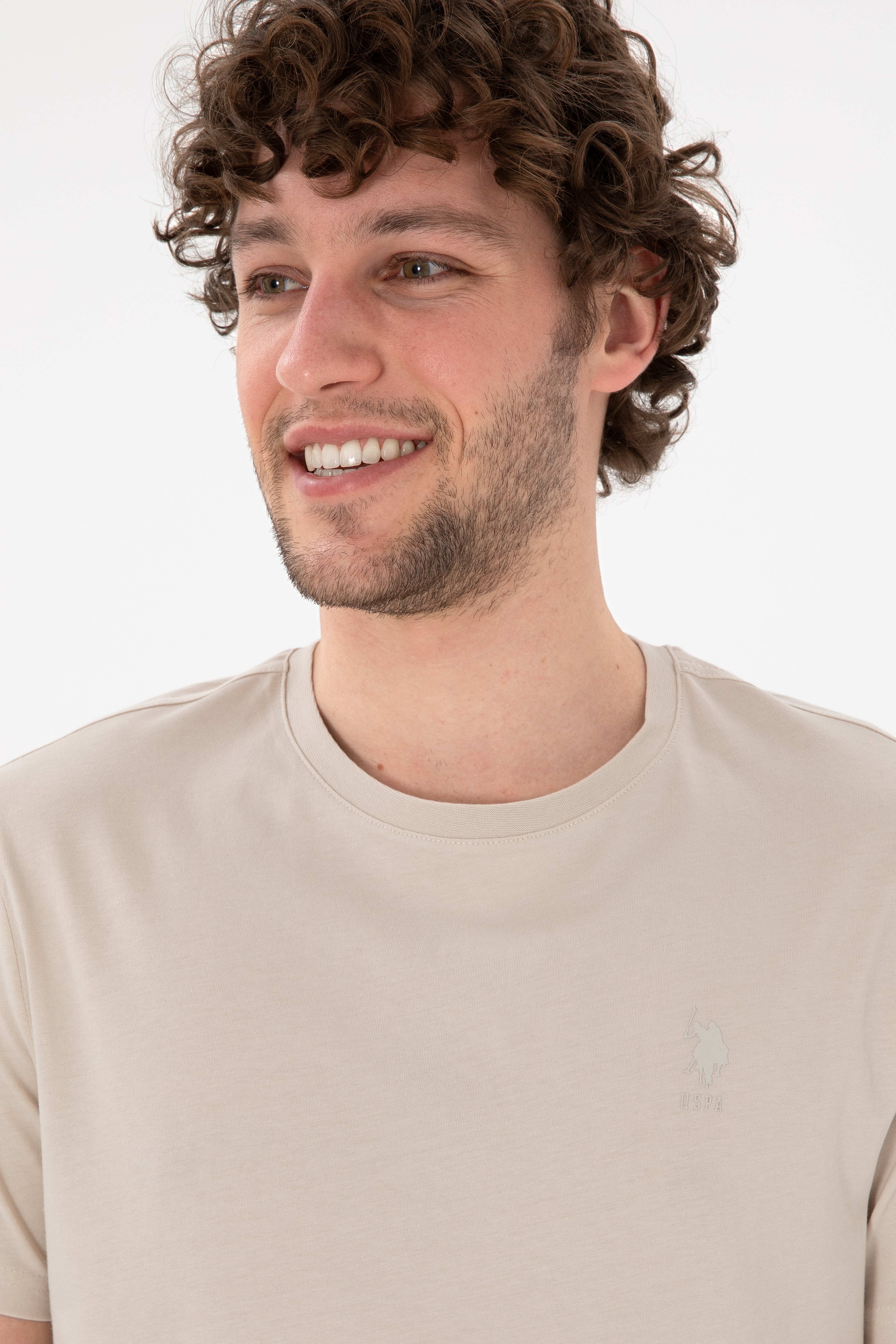 Erkek Regular Fit Bisiklet Yaka Taş Basic Tişört