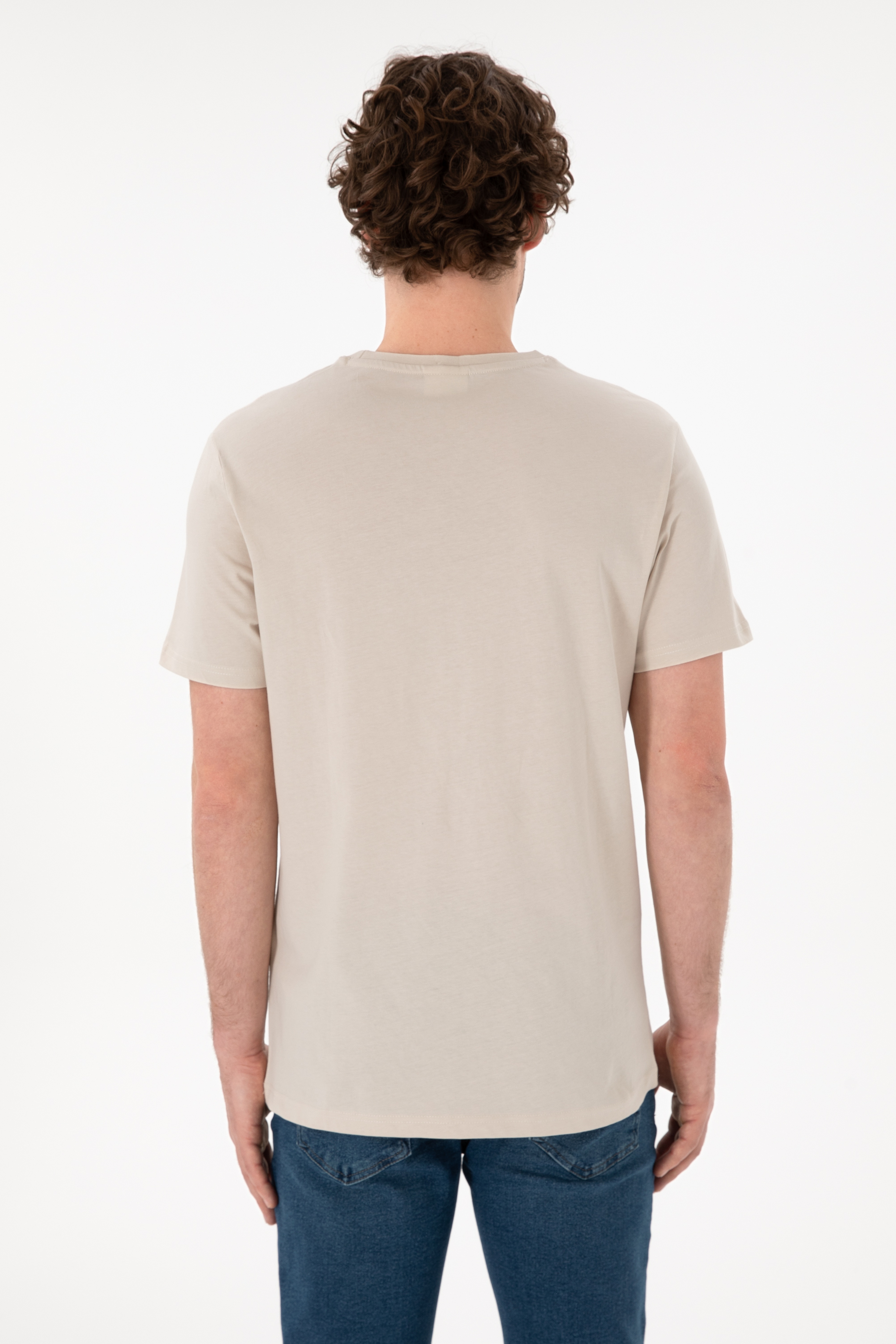 Erkek Regular Fit Bisiklet Yaka Taş Basic Tişört - Image 6