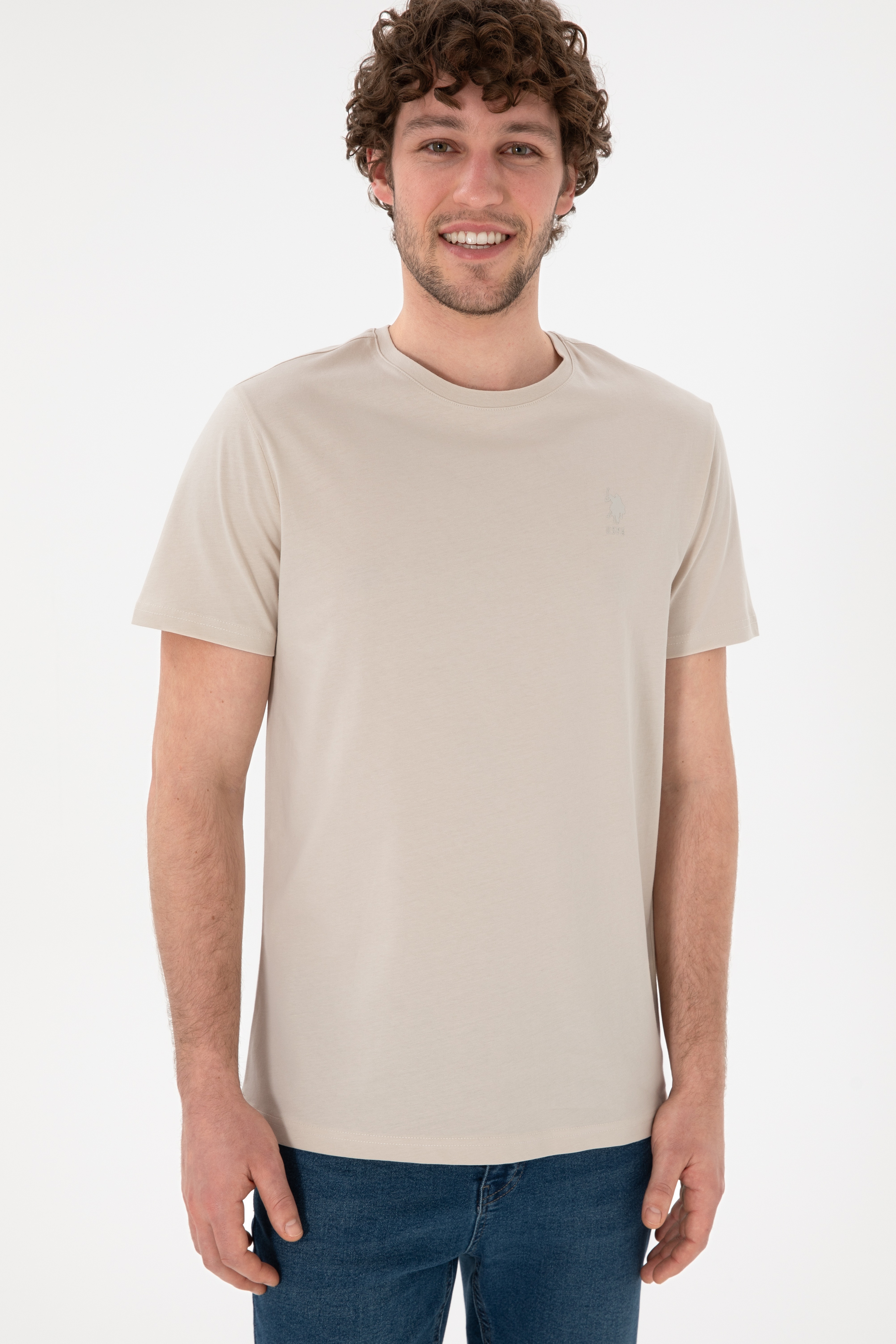 Erkek Regular Fit Bisiklet Yaka Taş Basic Tişört