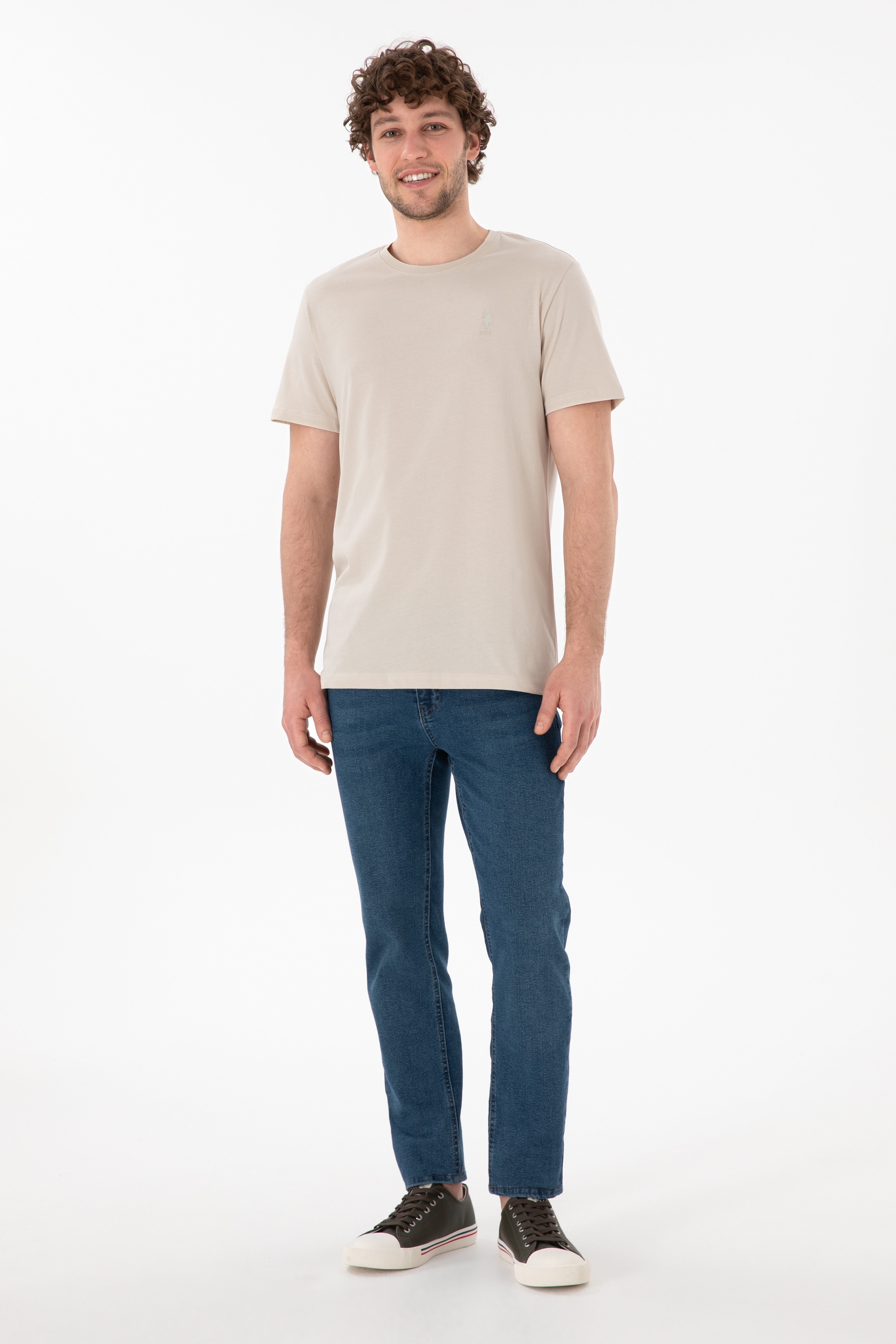 Erkek Regular Fit Bisiklet Yaka Taş Basic Tişört - Image 5