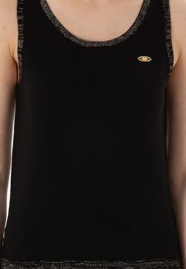 Kadın Siyah Bisiklet Yaka Triko Tişört - 50306480022