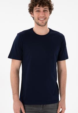 Erkek Regular Fit Bisiklet Yaka Lacivert Basic Tişört - 50305985016