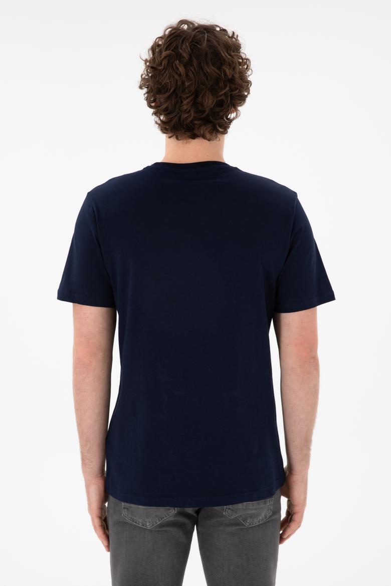 Erkek Regular Fit Bisiklet Yaka Lacivert Basic Tişört - 50305985016