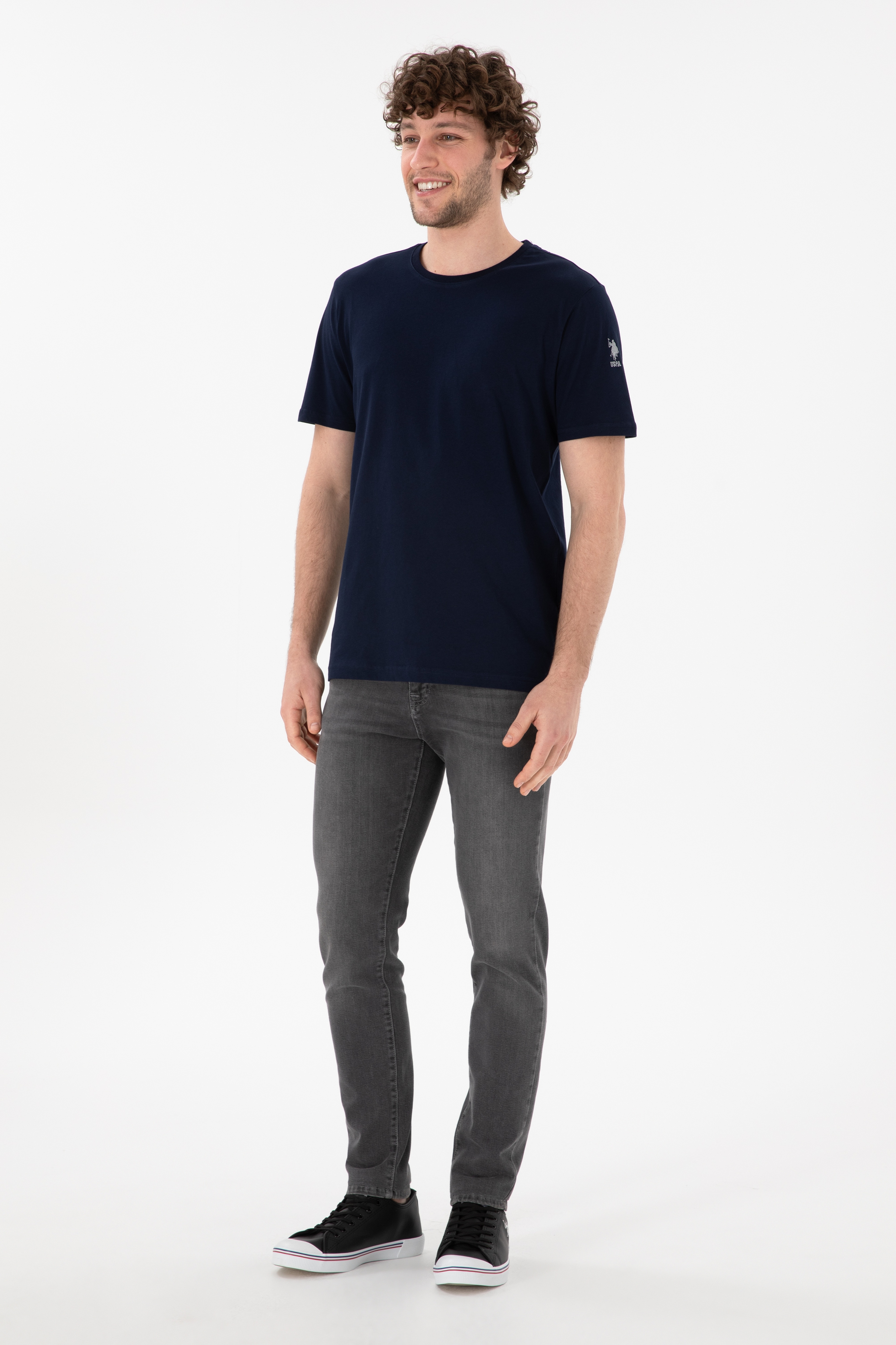 Erkek Regular Fit Bisiklet Yaka Lacivert Basic Tişört - Image 5