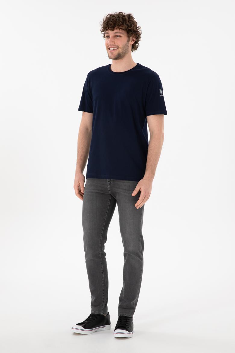 Erkek Regular Fit Bisiklet Yaka Lacivert Basic Tişört - 50305985016