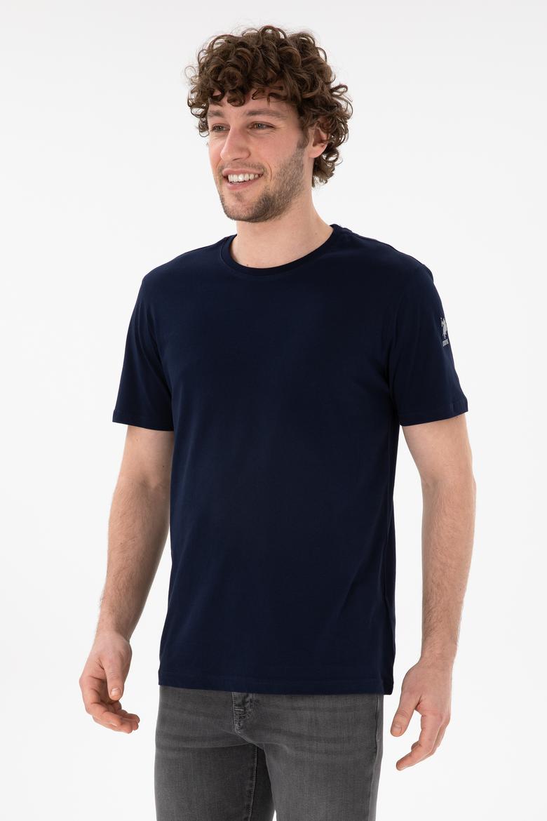 Erkek Regular Fit Bisiklet Yaka Lacivert Basic Tişört - 50305985016