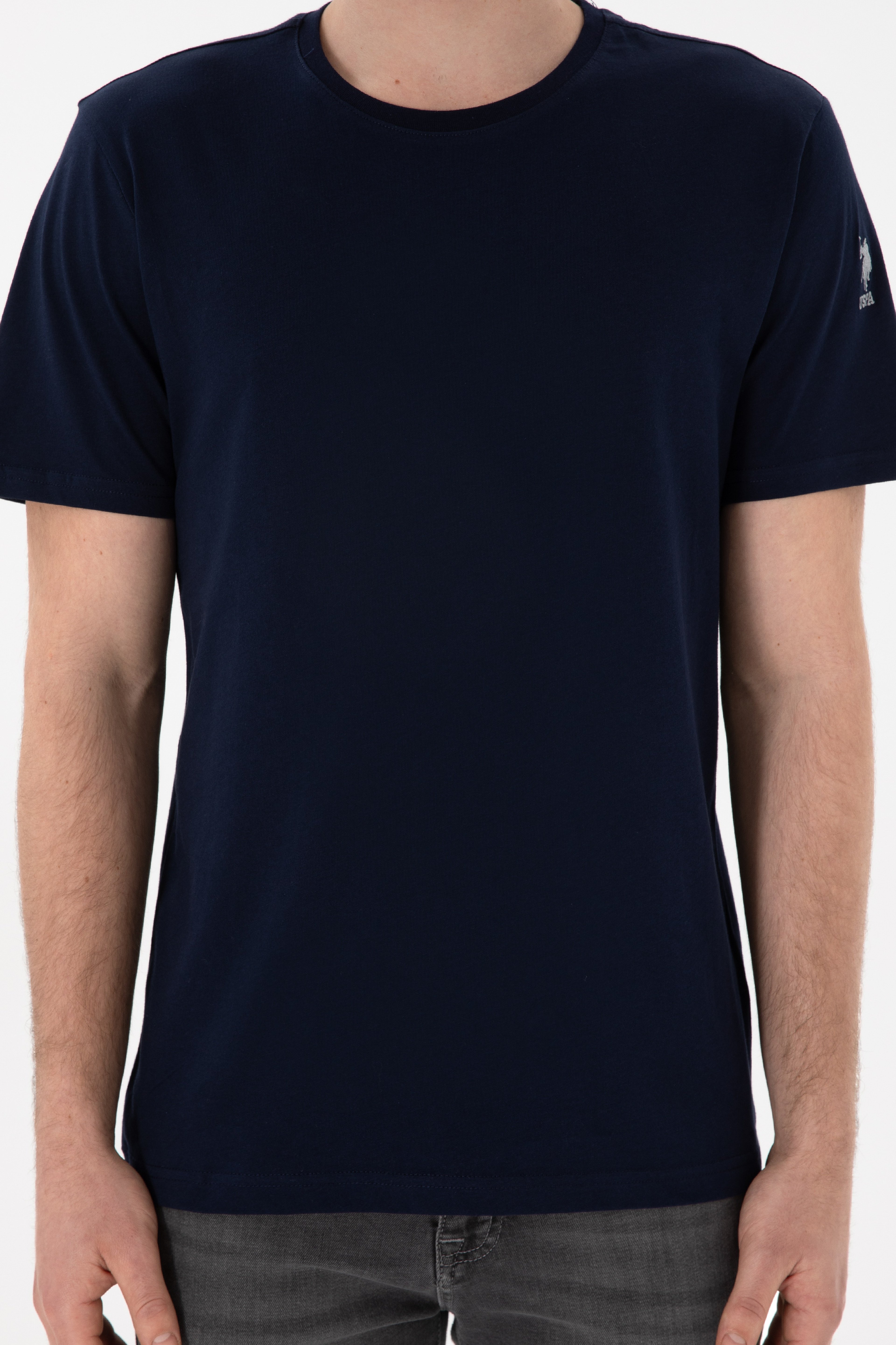 Erkek Regular Fit Bisiklet Yaka Lacivert Basic Tişört - Image 7