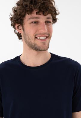 Erkek Regular Fit Bisiklet Yaka Lacivert Basic Tişört - 50305985016