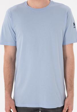 Erkek Regular Fit Bisiklet Yaka Açık Mavi Basic Tişört - 50305985076