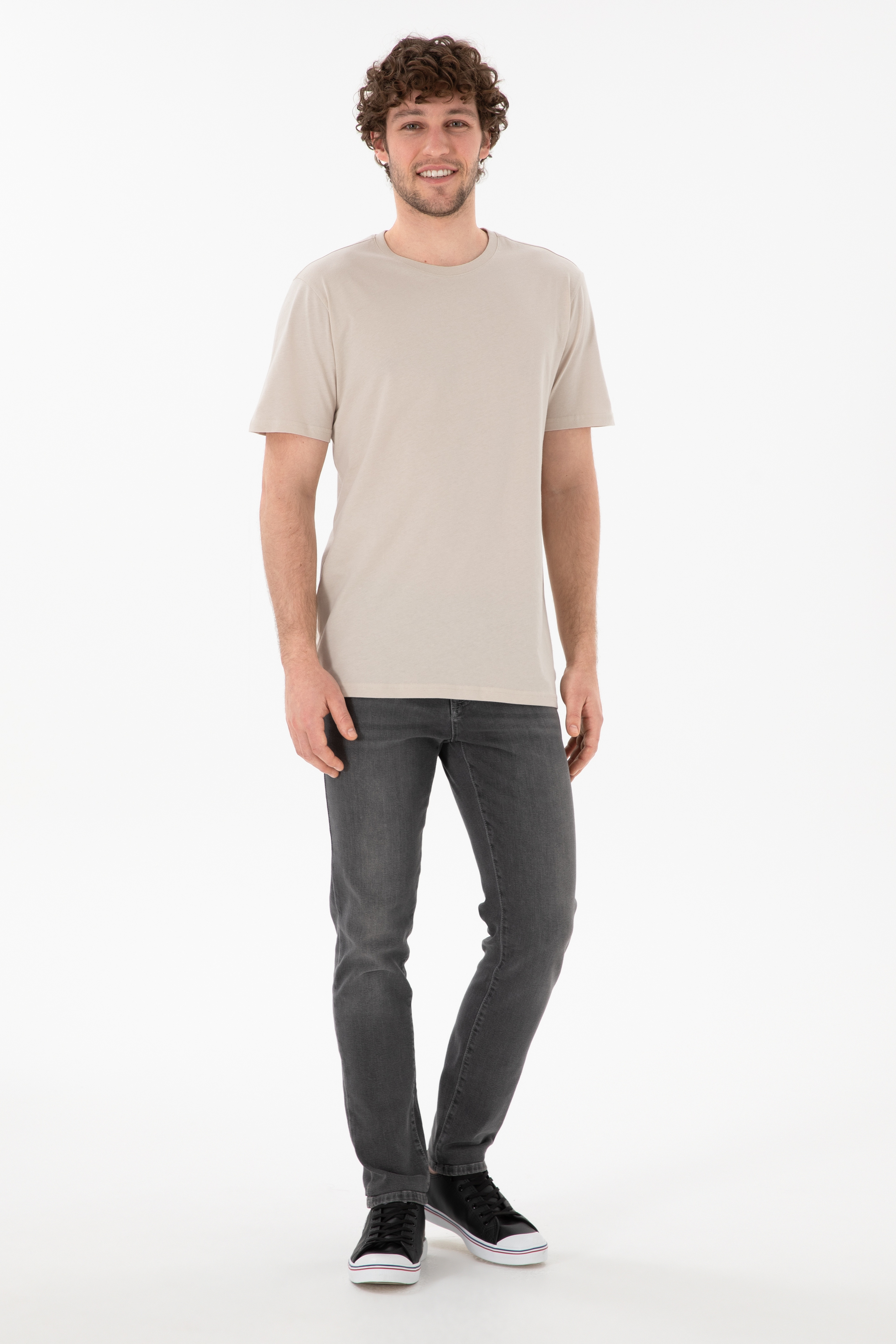 Erkek Regular Fit Bisiklet Yaka Taş Basic Tişört