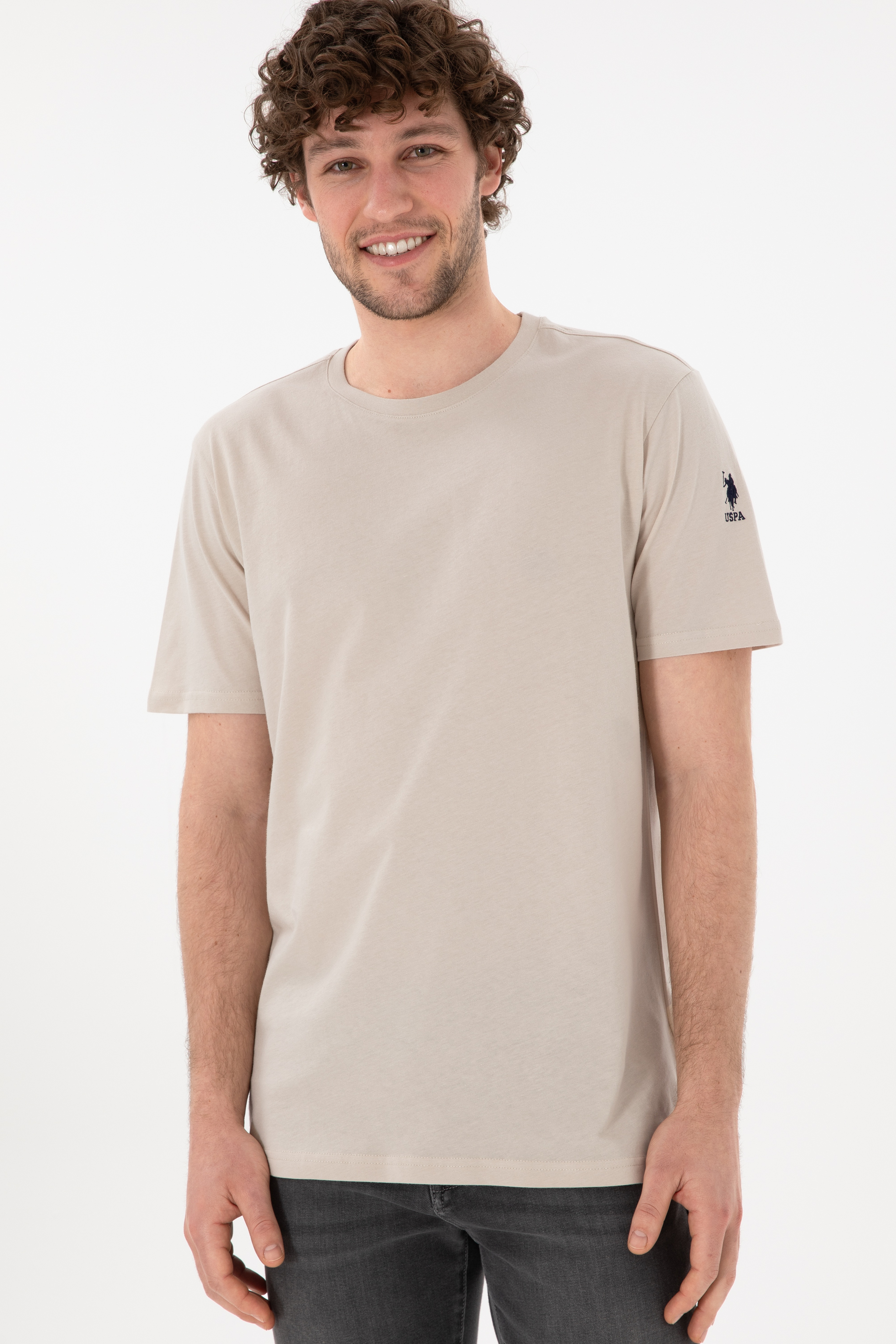 Erkek Regular Fit Bisiklet Yaka Taş Basic Tişört - Image 4