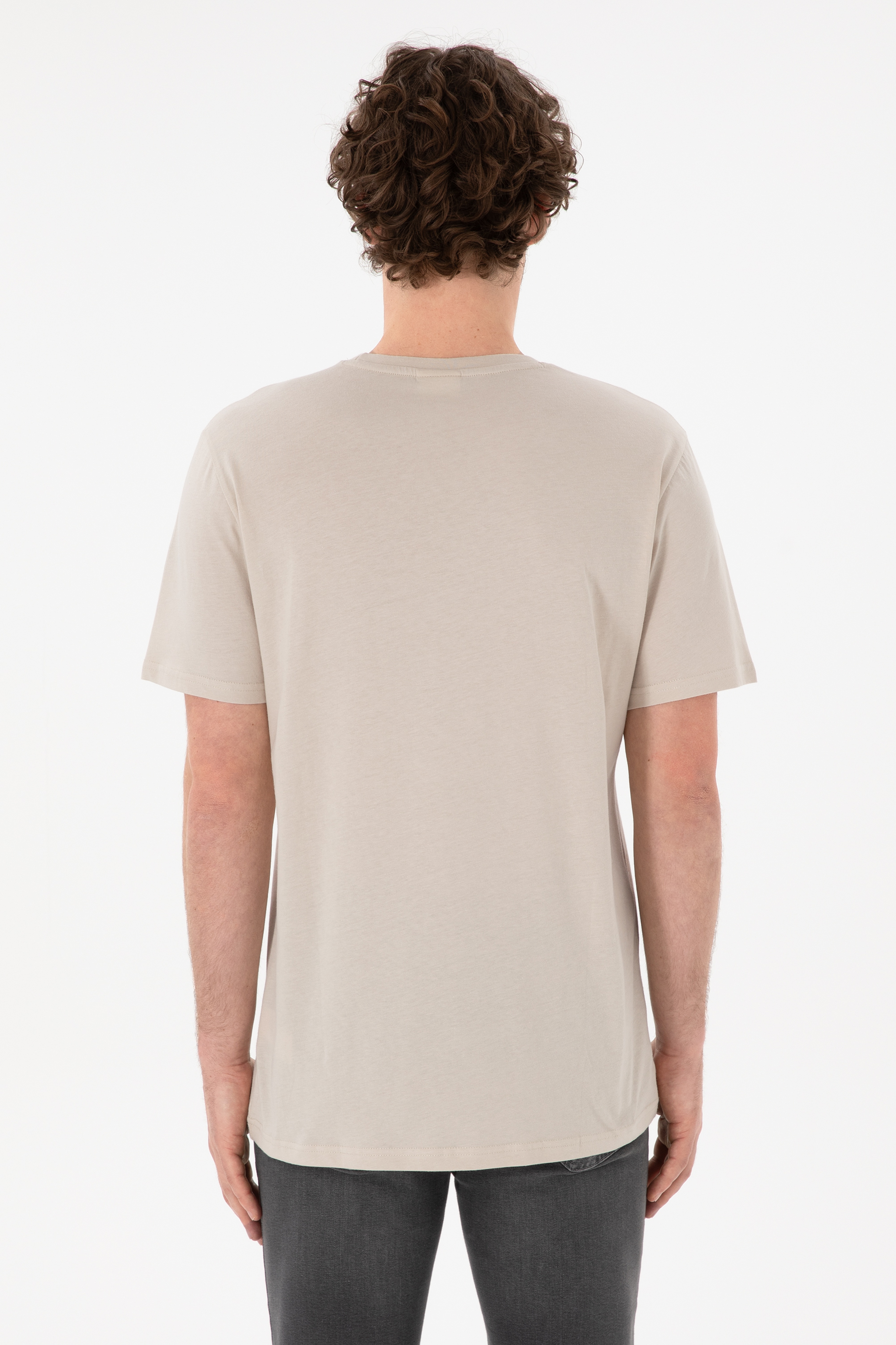 Erkek Regular Fit Bisiklet Yaka Taş Basic Tişört - Image 6