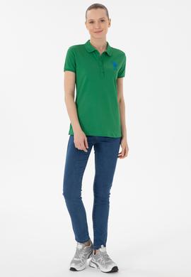 Kadın Yeşil Basic Polo Yaka Tişört - 50280063053