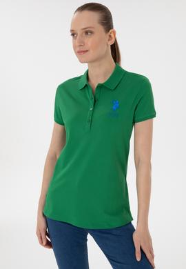 Kadın Yeşil Basic Polo Yaka Tişört - 50280063053