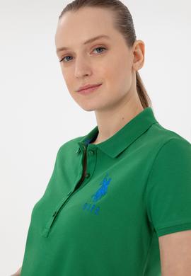 Kadın Yeşil Basic Polo Yaka Tişört - 50280063053