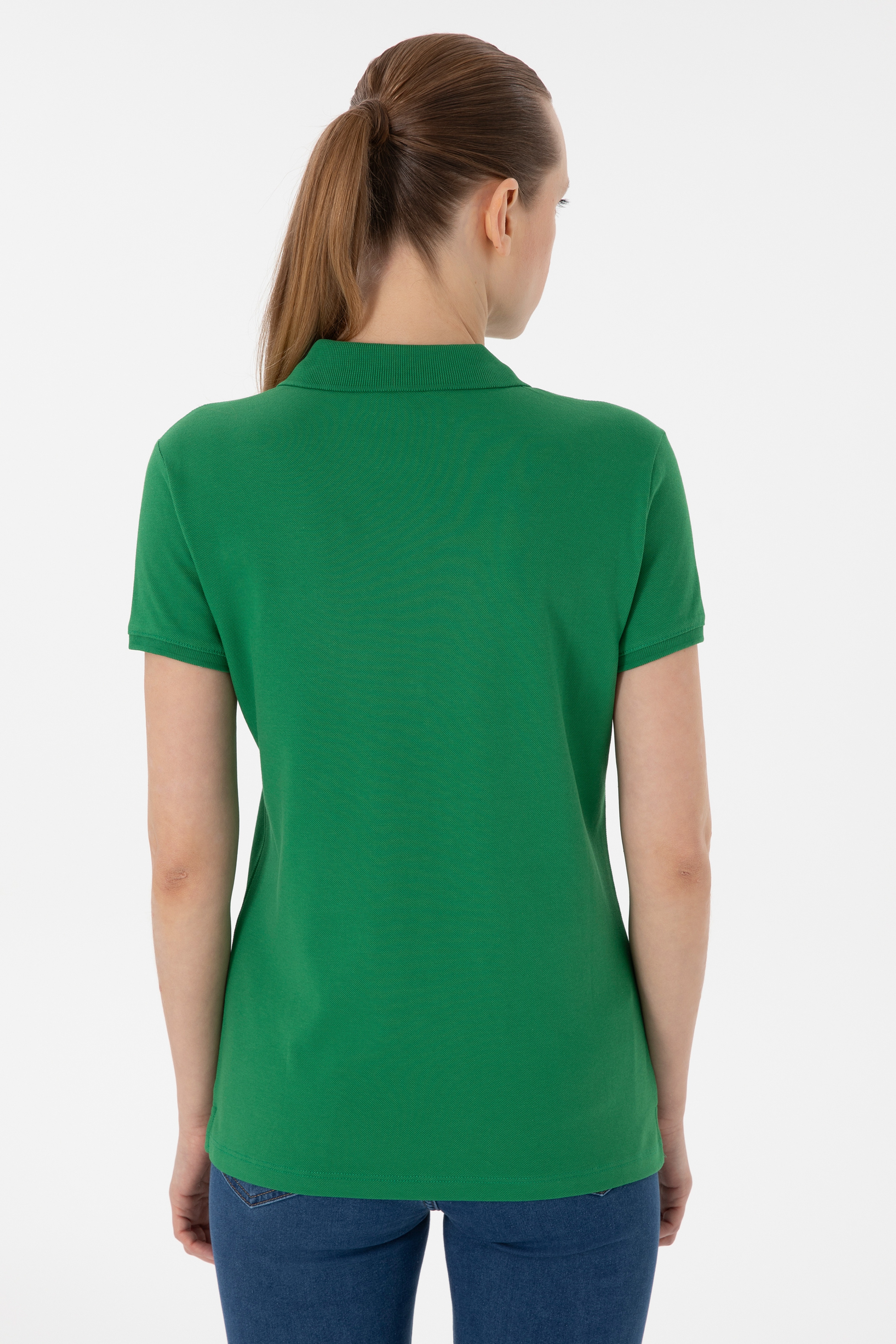 Kadın Yeşil Basic Polo Yaka Tişört