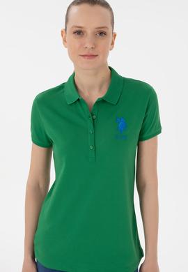 Kadın Yeşil Basic Polo Yaka Tişört - 50280063053