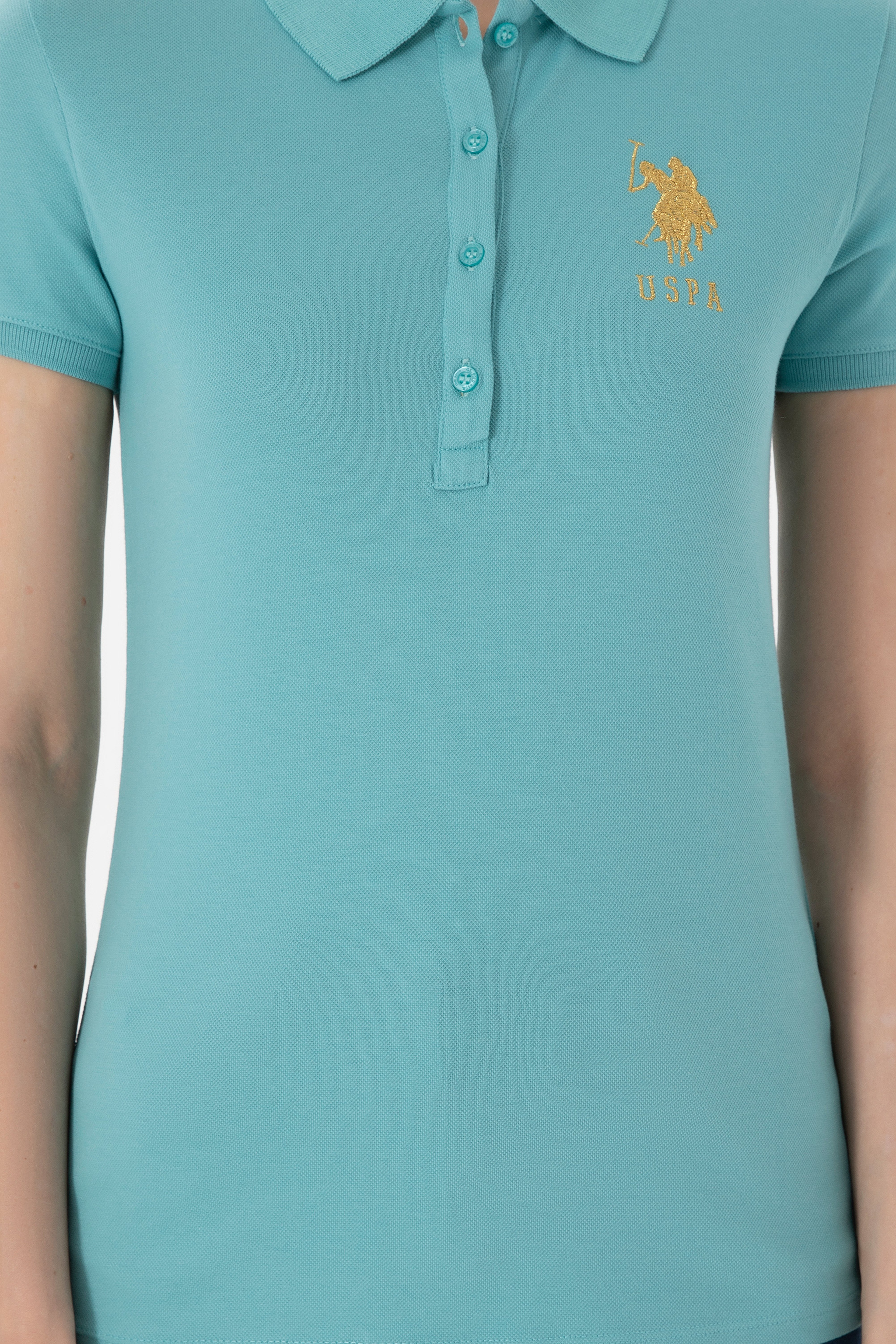Kadın Mint Basic Polo Yaka Tişört