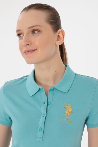 Kadın Mint Basic Polo Yaka Tişört