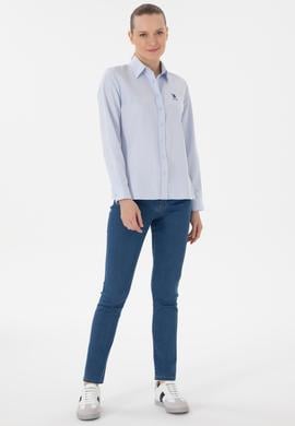 Kadın Açık Mavi Uzun Kollu Basic Gömlek - 50298095012