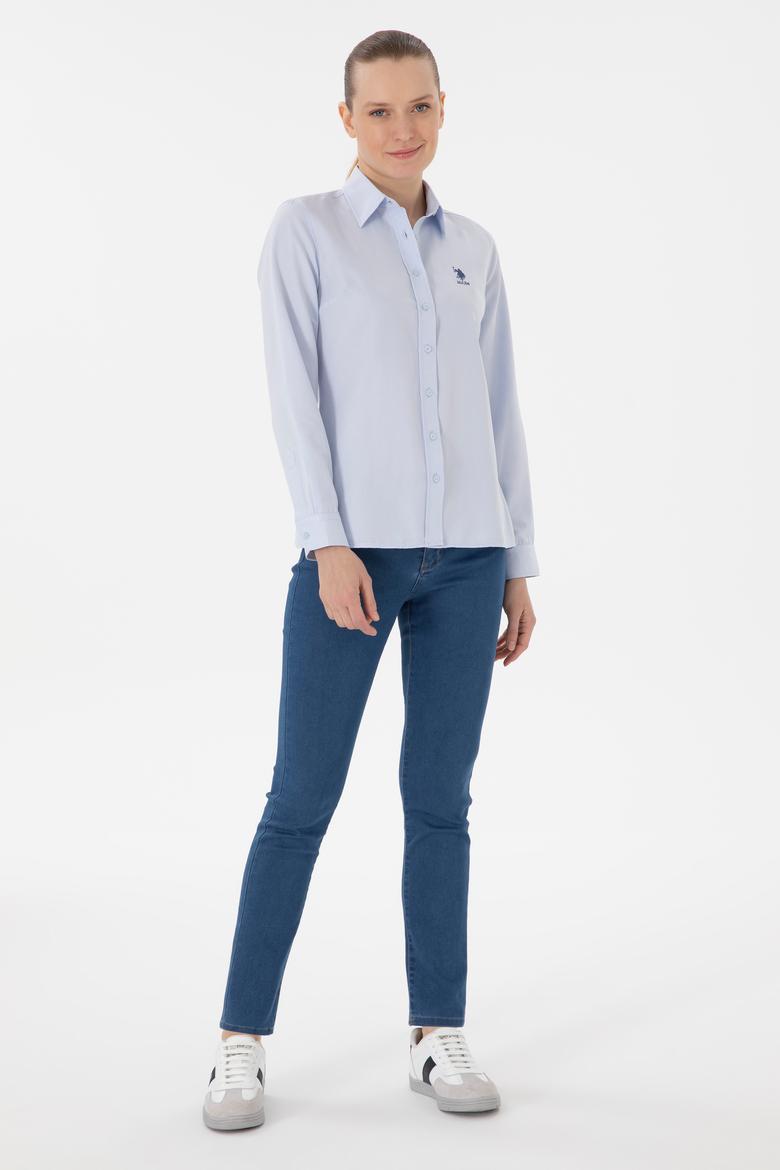 Kadın Açık Mavi Uzun Kollu Basic Gömlek - 50298095012