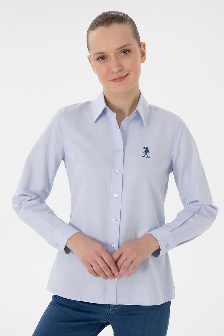 Kadın Açık Mavi Uzun Kollu Basic Gömlek - 50298095012